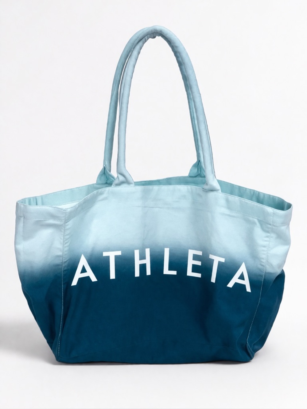 Athleta Ombre Teal Canvas Tote NWOT beach bag gym bag